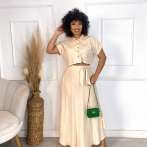 Conjunto Feminino Livia Cropped e Saia Longa